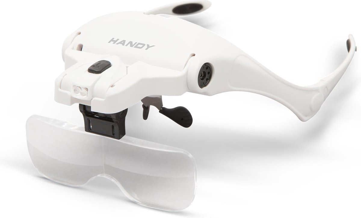 Afbeelding van Handy - Vergrootglas Bril - Loepbril met LED verlichting - met 5 lenzen - met Elastische band én Brilframe -