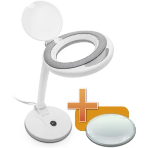 Afbeelding van Handy - Bureau Loeplamp op Standaard - Vergrootglas met verlichting - Op Netstroom - 100MM Glas - Loep Lamp -