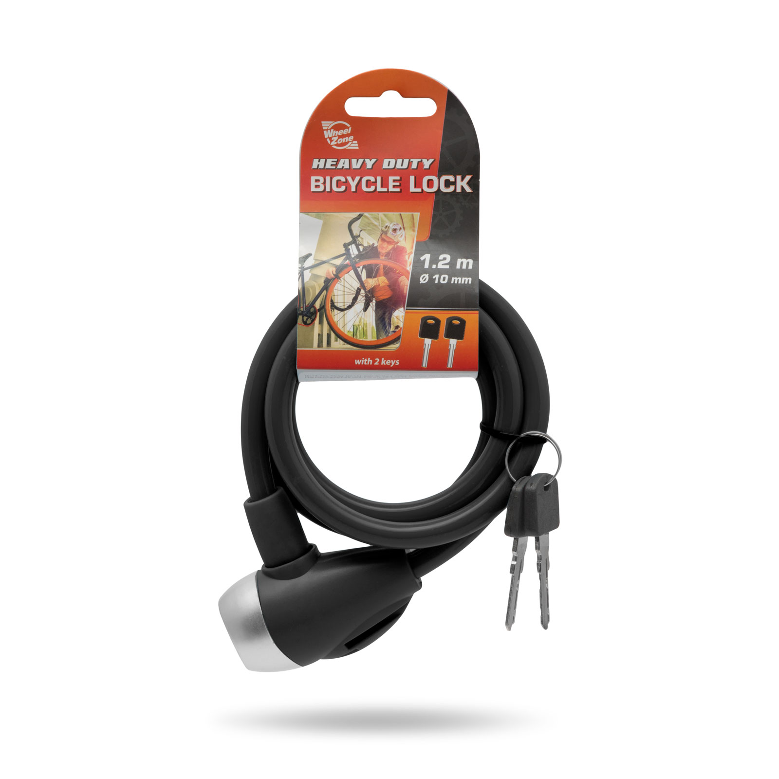 Afbeelding van WheelZone Heavy Duty - Fietsslot - 120cm - Kettingslot - Hangslot met 2 sleutel - kabelslot - sloten -