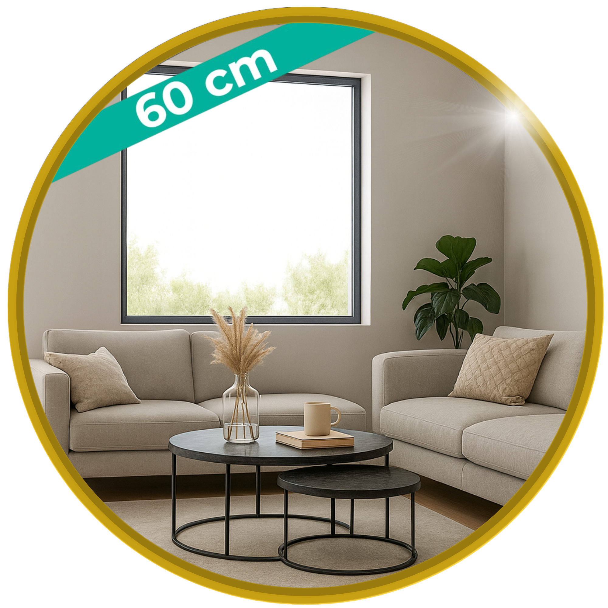 Afbeelding van HSXL - Spiegels - Ronde Spiegel Goud - 60 cm Groot - Grote Wandspiegel Rond - Industrieel / Modern Design -