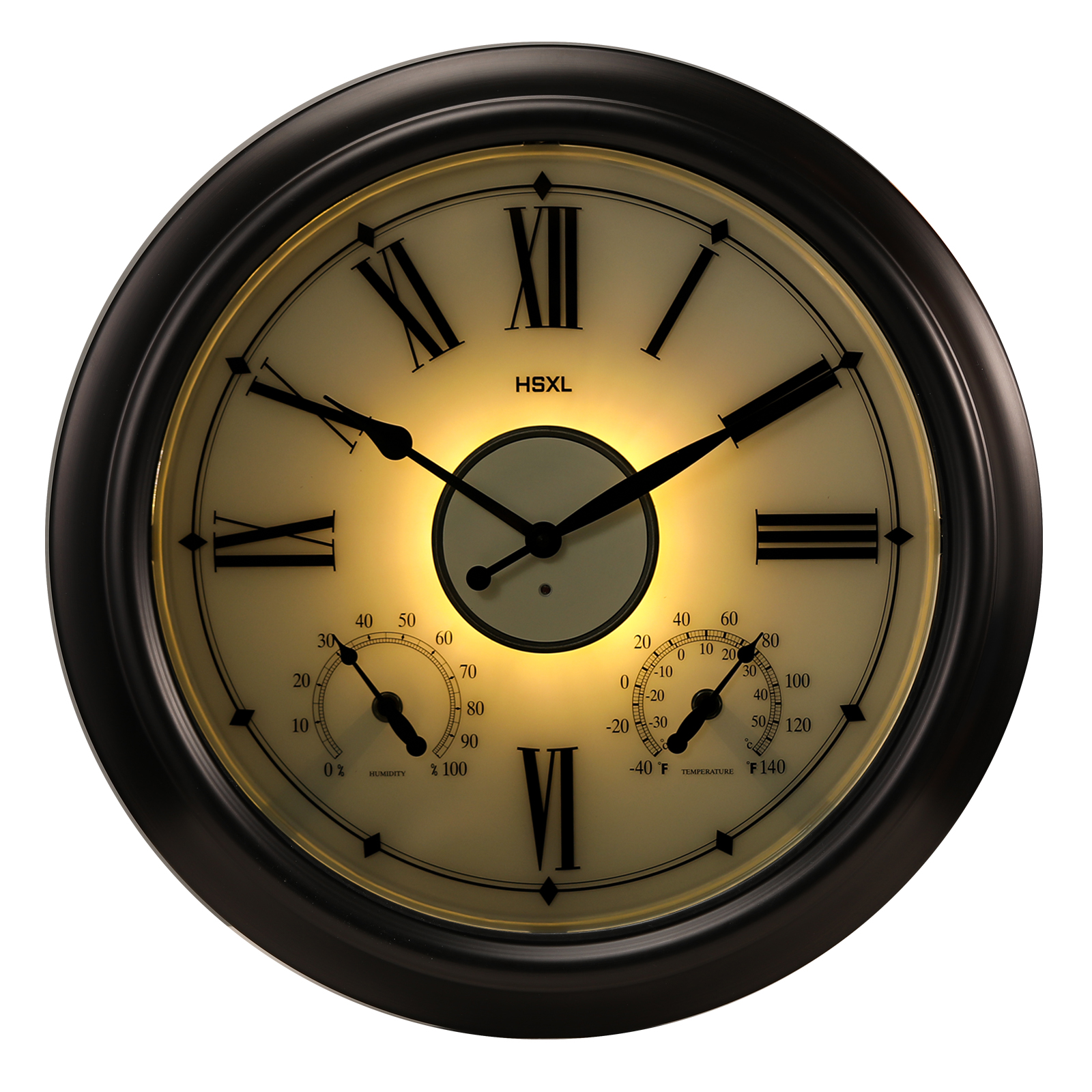 Afbeelding van HSXL - 45cm - Industriële Quartz LED Wandklok met verlichting - Stil uurwerk - 45 cm Landelijke Klassieke