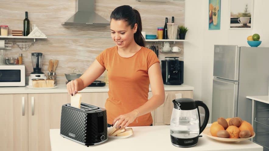 Afbeelding van Toaster Broodrooster Retro - Zwart - Model 2024 - Vintage Geroosterd brood Toaster - met Cool Wall, Ontdooi