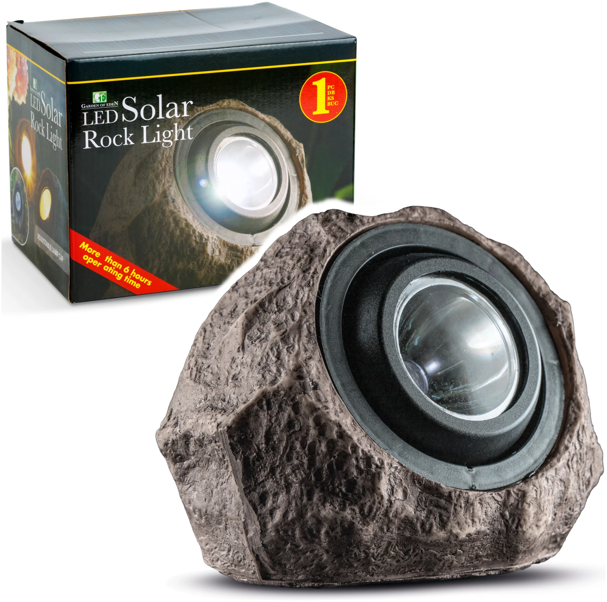 Afbeelding van Garden of Eden - Solar Steen Grondspot LED - XL - Tuinverlichting / Sfeerverlichting - 20 x 12 x 16 cm - Rots