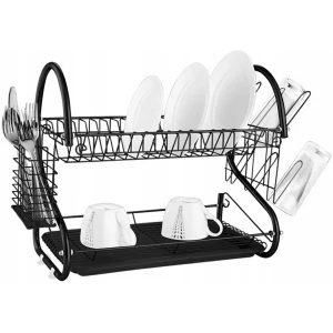 Afbeelding van Afdruiprek met Lekbak - Afwasrek met afvoer - Druiprek - Droogrek Vaat - Keuken - Zwart - a5d0 4cc6 4829 a825