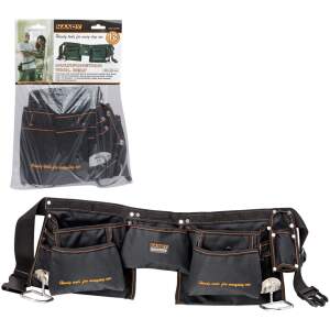 Afbeelding van Handy - Gereedschapsgordel met Hamerhouder en Riem Zwart - Groot - 12 Vakken - Spijkerschort -