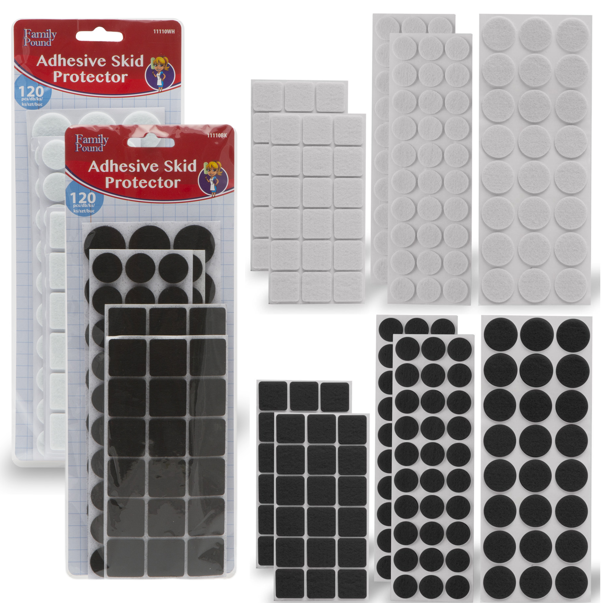 Afbeelding van 240x Premium Viltjes Stoelpoten - Zwart & Wit - Zelfklevend Anti Kras Meubelvilt voor Meubels - 240 stuks