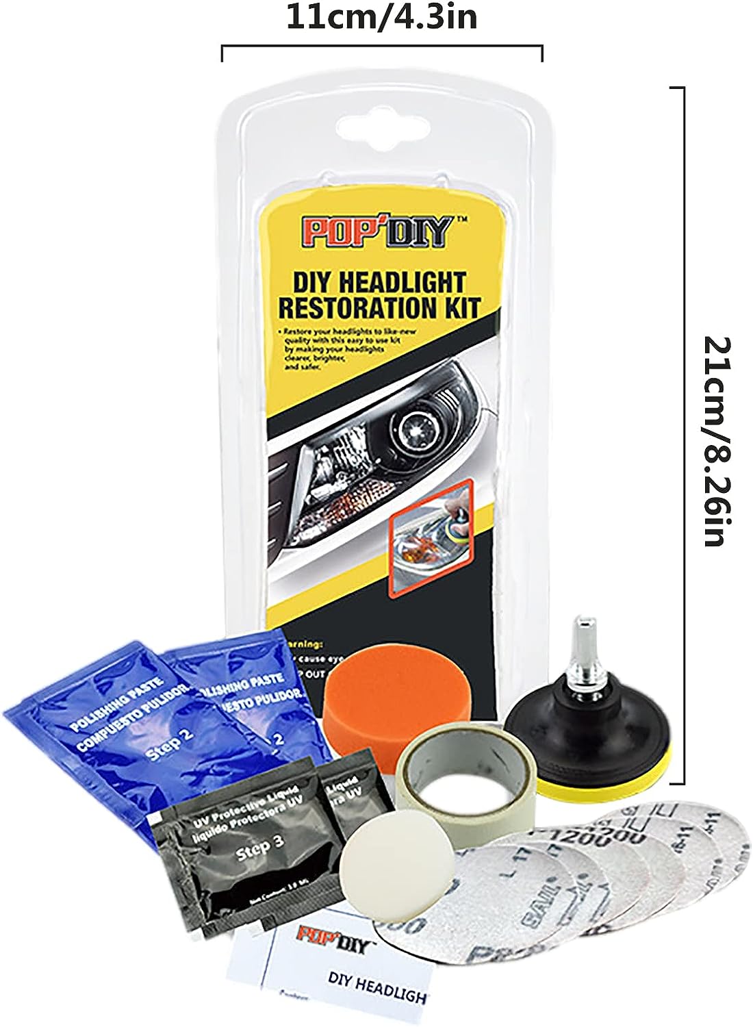 Afbeelding van POP'DIY Koplampen Polijst Set - Complete Koplampen Renovatie / Restauratie set - Koplampen Opknappen -