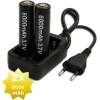 Afbeelding van 2x 6000mAh 18650 3,7V Li-Ion - 18 x 65 mm Cilindrisch - Oplaadbare CR18650 Batterijen met Netstroom Oplader -