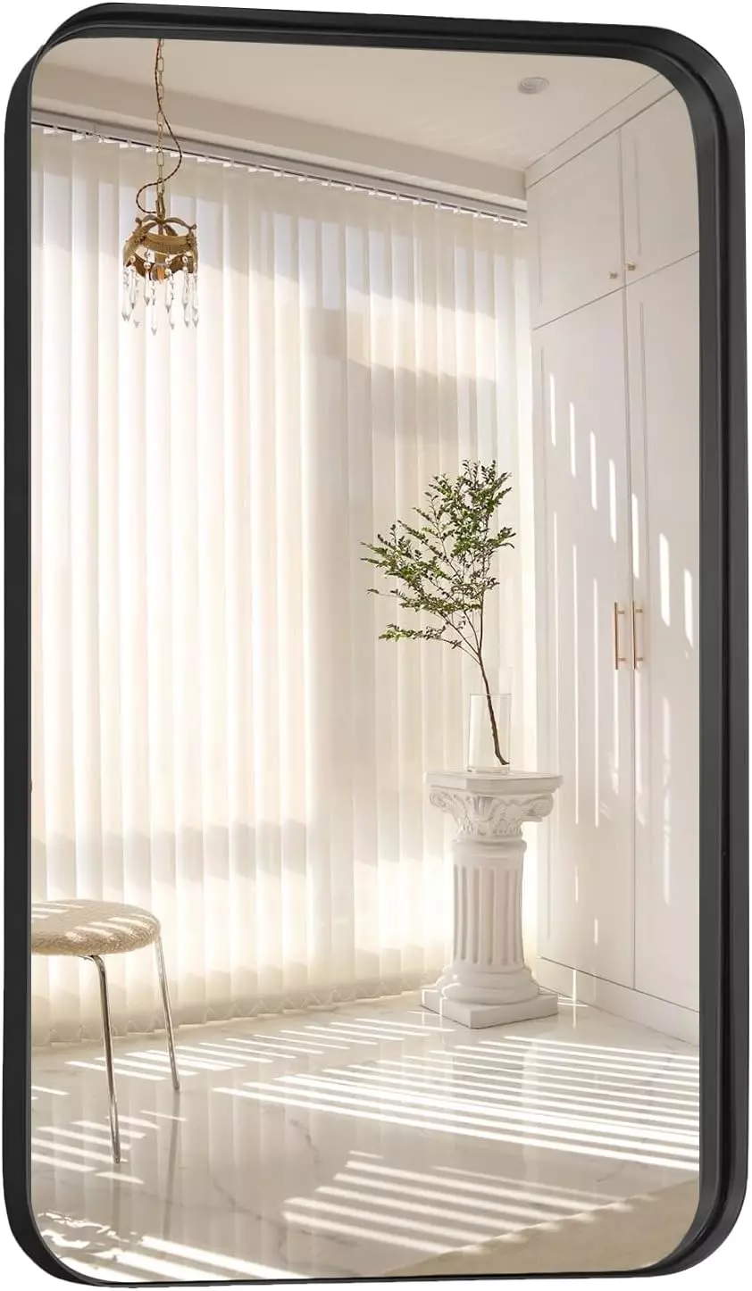 Afbeelding van HSXL - Spiegels - Luxe Rechthoekige Spiegel Zwart - 60x90cm Groot - Grote Wandspiegel 60 x 90 cm Rechthoek