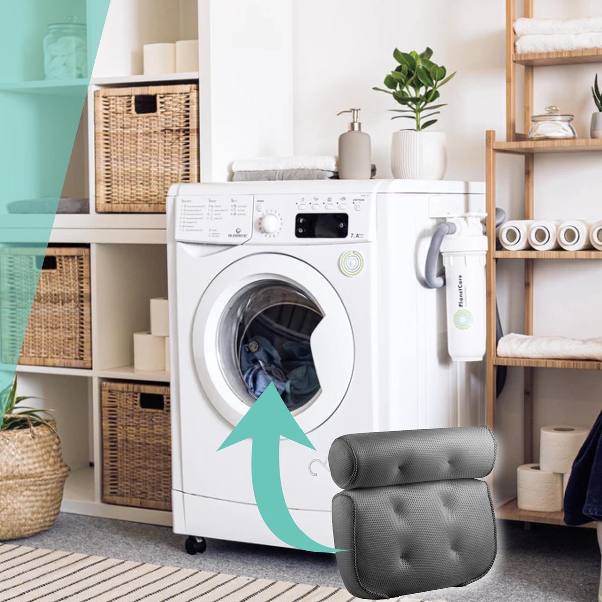 Afbeelding van Luxe Home Spa Badkussen met zuignappen - Extra zacht - Voor Nek en Rug - Kussen voor in Bad - Antislip -