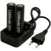 Afbeelding van 2x 1200mAh 18650 3,7V Li-Ion - 18 x 65 mm Cilindrisch - Oplaadbare CR18650 Batterijen met Netstroom Oplader -