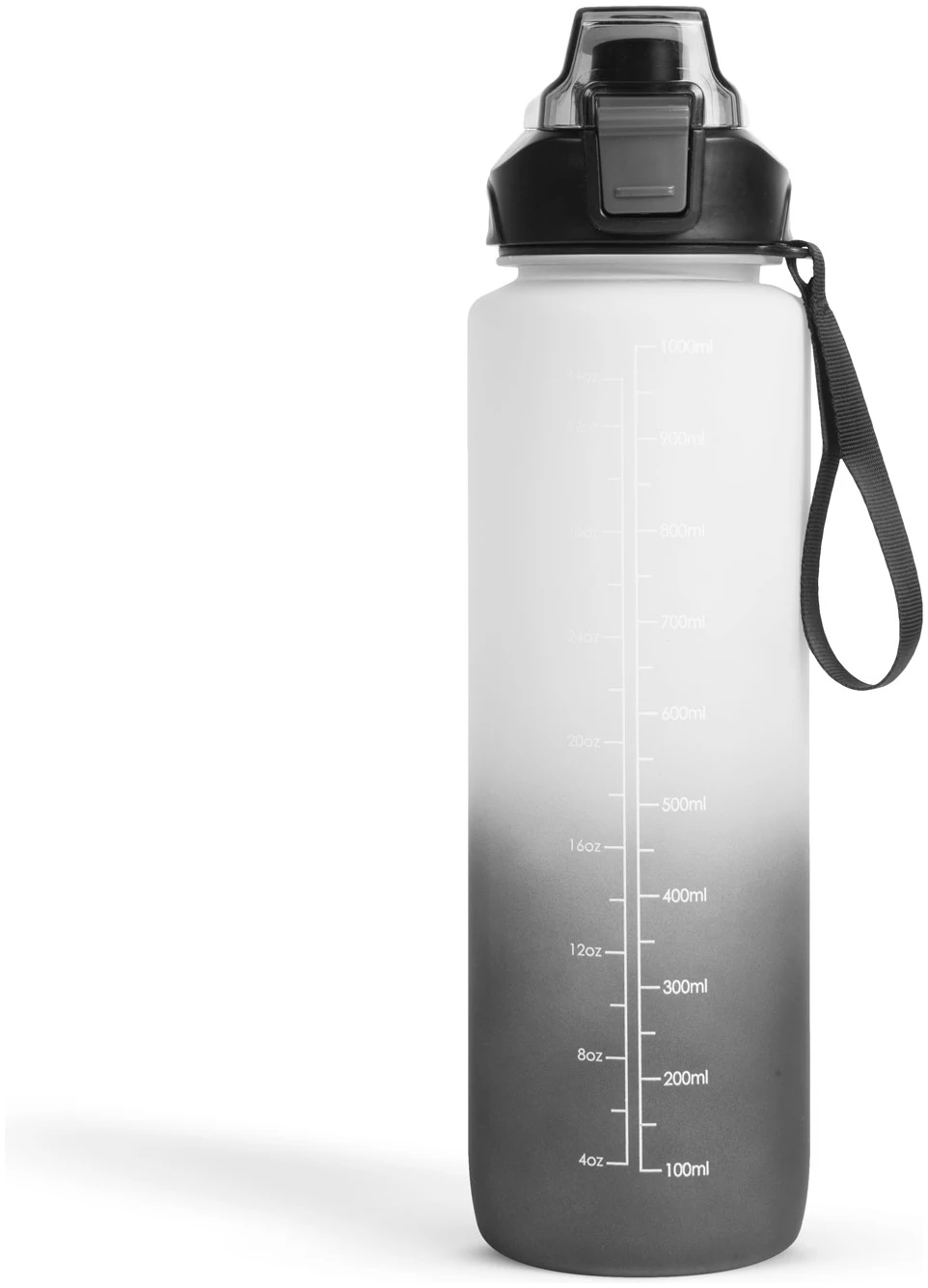 Afbeelding van Family Sport - Waterfles Zwart / Wit - 1 Liter Drinkfles - Waterfles met Rietje - Waterfles - BPA Vrij -