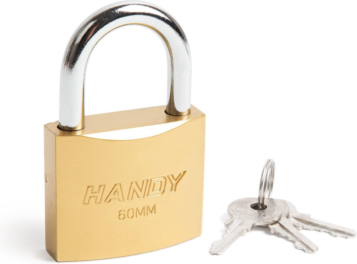 Afbeelding van Handy - Extra Groot & Zwaar Hangslot met Sleutel 60mm - Hangsloten - Gehard staal - Sluiting ⌀ 9MM -