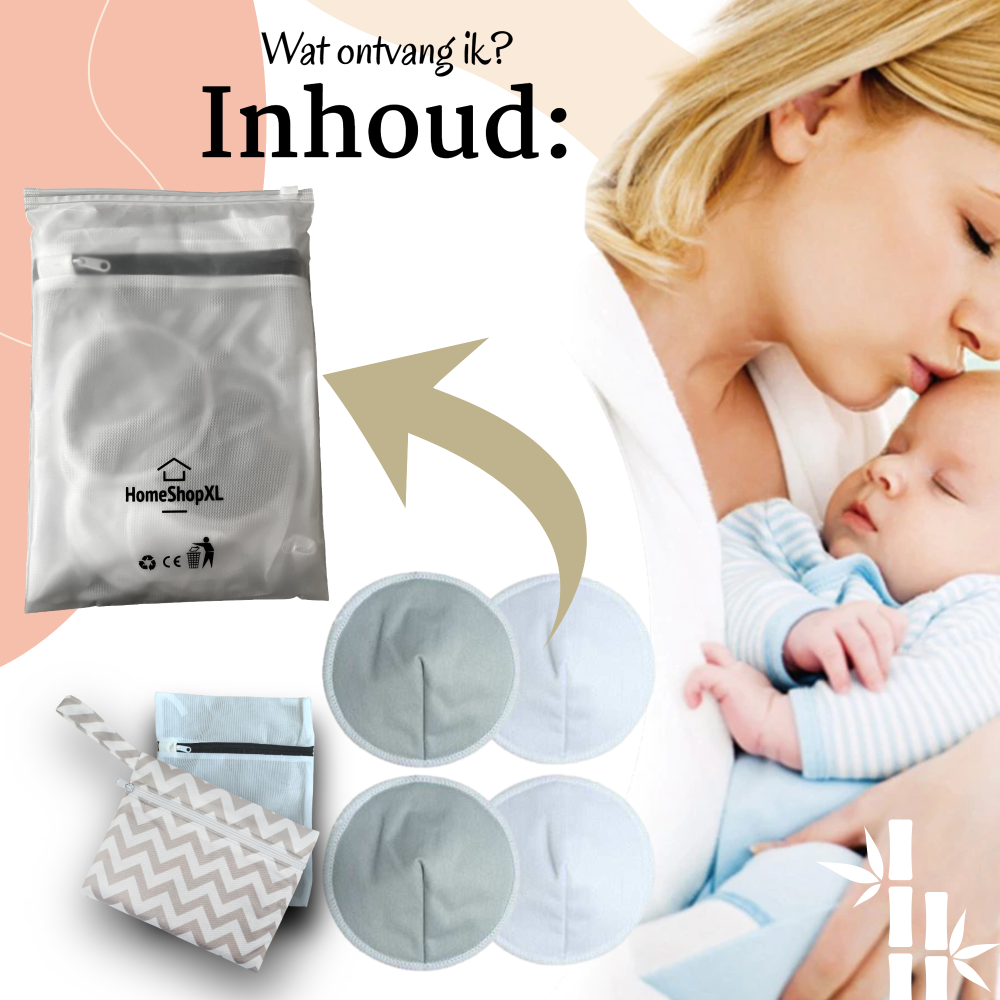 Afbeelding van 4x Wasbare Zoogcompressen - 4 stuks - Cup B t/m G - Wasbaar - ab6f f647 4914 ad89 6edf0fd87a53