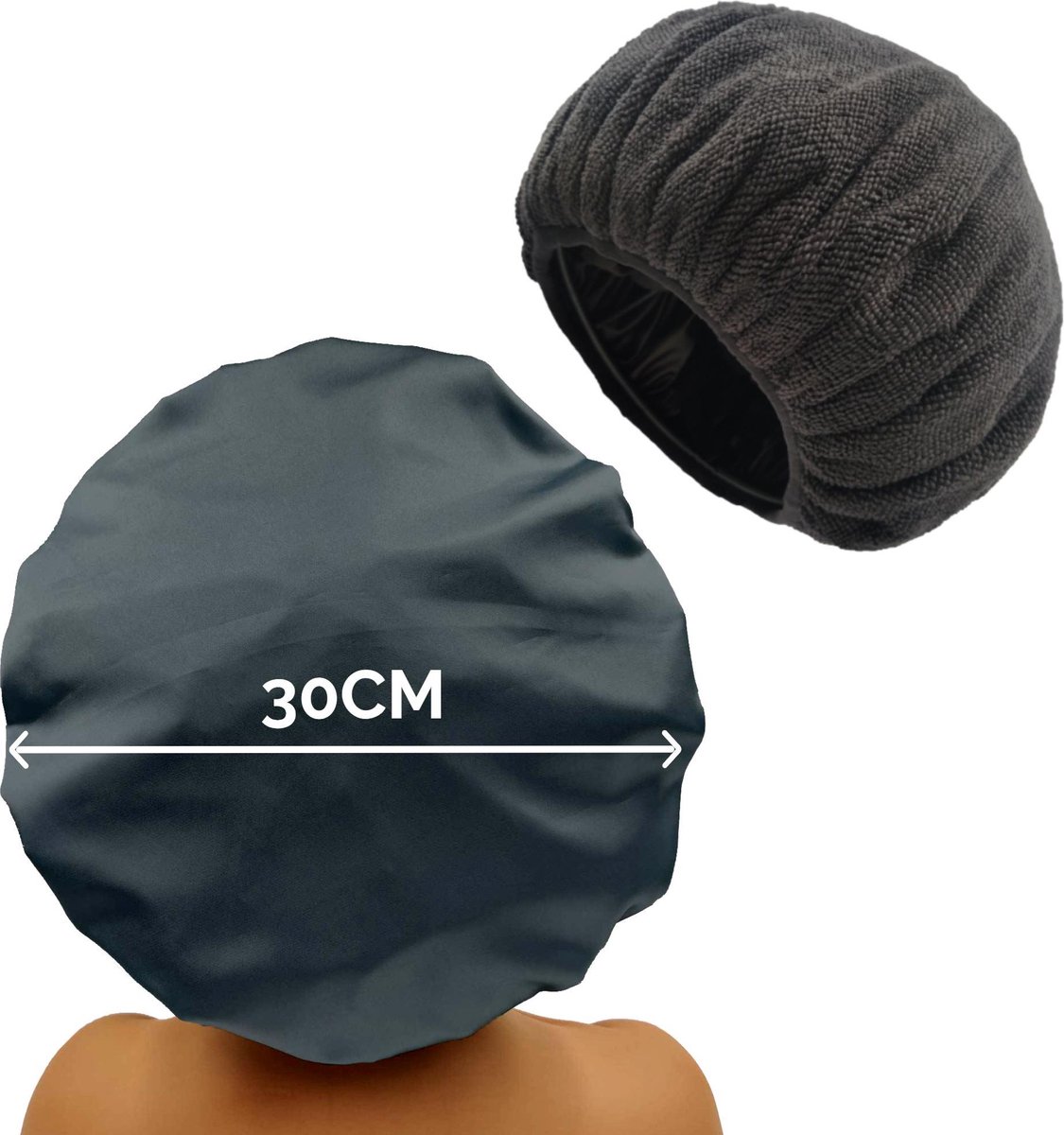 Afbeelding van 3 in 1 Douchemuts Dames - Haarhanddoek Microvezel, Slaapmuts Satijn en Douchemuts in 1 - Hoofdhanddoek