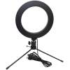 Afbeelding van Ringlamp met statief voor op Tafel of Bureau - 16cm - Zwart - 6,5W -3 kleuren licht - DImbaar - USB stekker