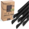 Afbeelding van Kartonnen Drinkrietjes Zwart 8 mm 20 cm - met Lepel Onderzijde - Straws papieren Rietjes - 150 stuks -