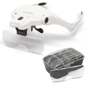 Afbeelding van Handy - Vergrootglas Bril - Loepbril met LED verlichting - met 5 lenzen - met Elastische band én Brilframe -