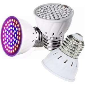 Afbeelding van LED Groei Lamp E27 met 54 leds - KWEEK LED Lamp - Voor Groei en Bloei - Groeilamp Set van 3 Stuks - b066 1d37