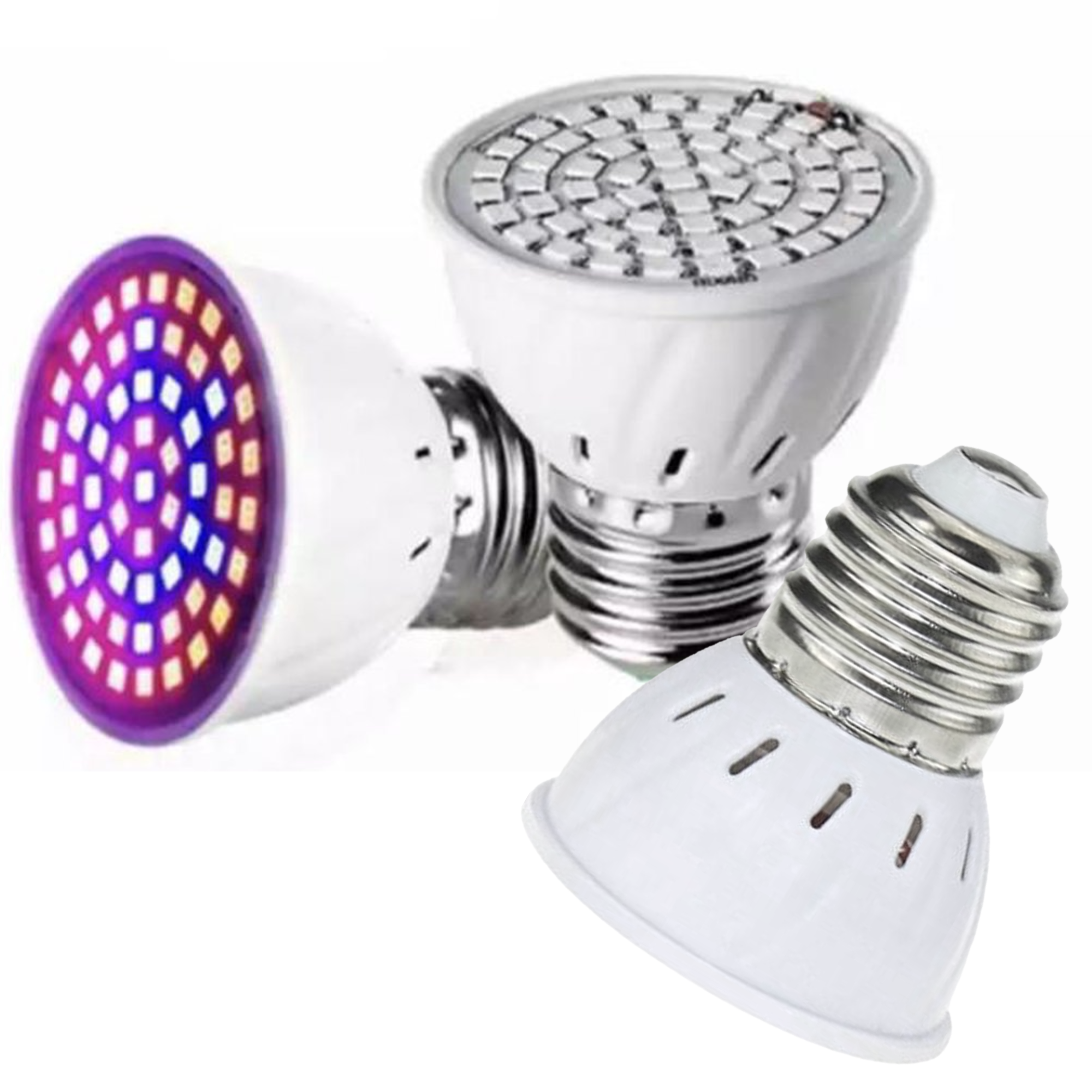 Afbeelding van LED Groei Lamp E27 met 54 leds - KWEEK LED Lamp - Voor Groei en Bloei - Groeilamp Set van 3 Stuks - b066 1d37