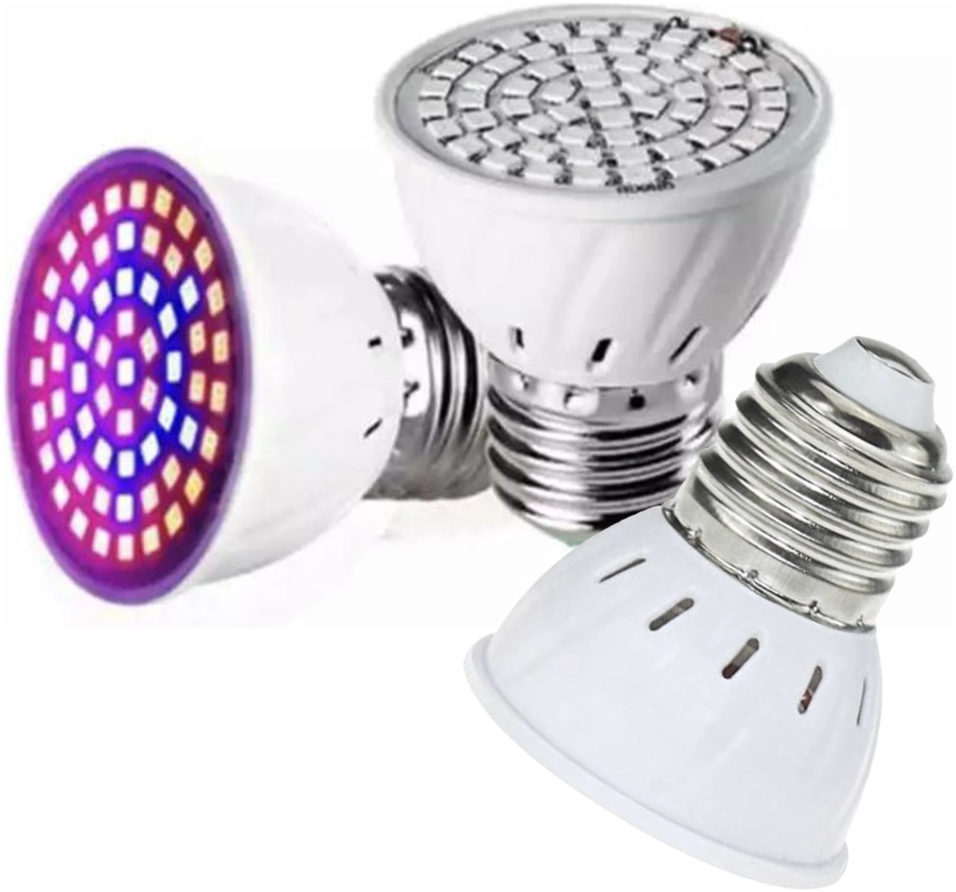 Afbeelding van LED Groei Lamp E27 met 54 leds - KWEEK LED Lamp - Voor Groei en Bloei - Groeilamp Set van 3 Stuks - b066 1d37