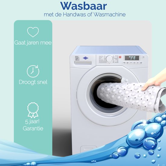 Afbeelding van HSXL - Antislipmat - 100x40CM - Incl. Netspons - Antislip Douchemat / Badmat Wit met Zuignappen – Mat voor