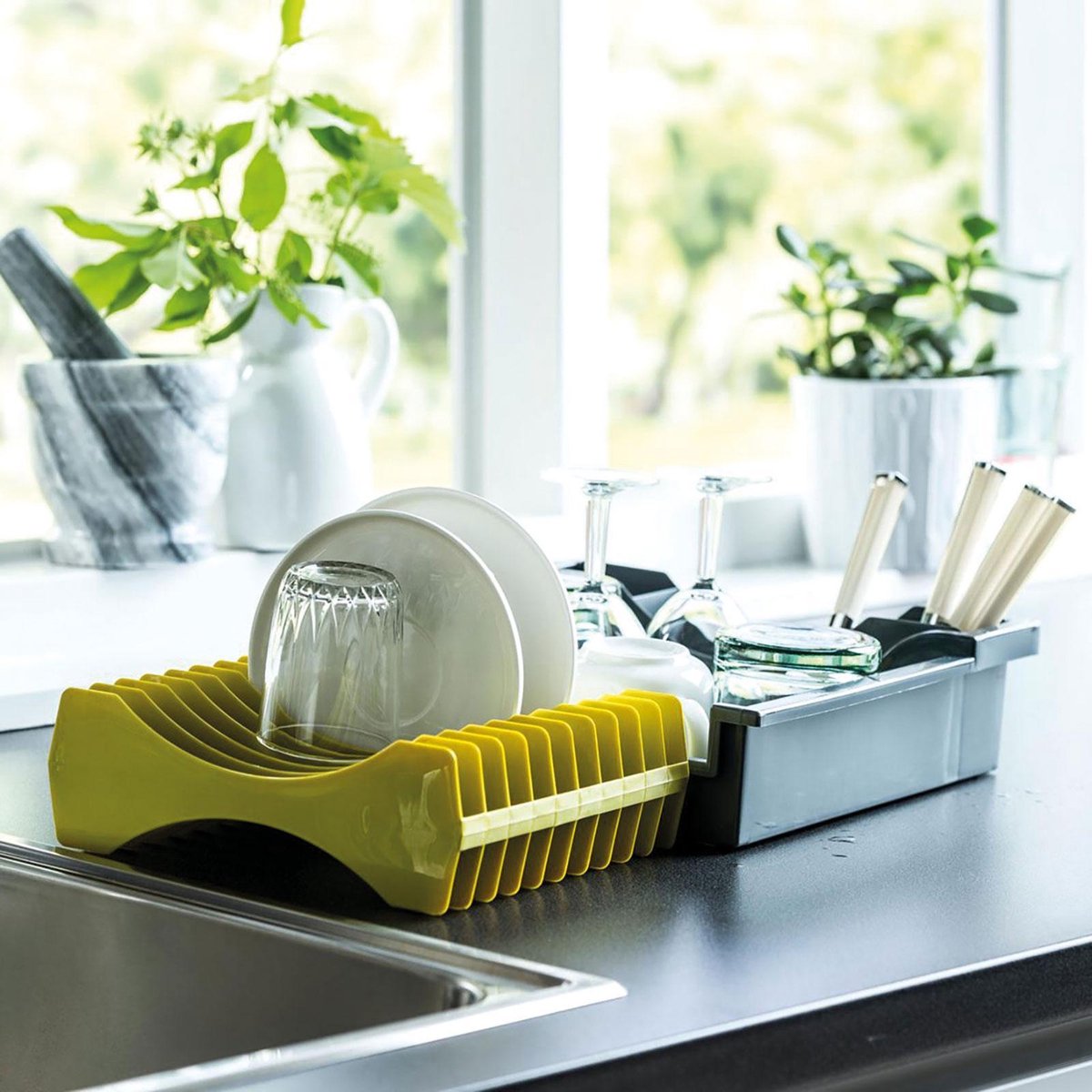 Afbeelding van Afdruiprek voor de Afwas / Vaat - Inklapbaar - Antraciet / Groen - b17b 7d2f 43c7 be2a a96af206fca4