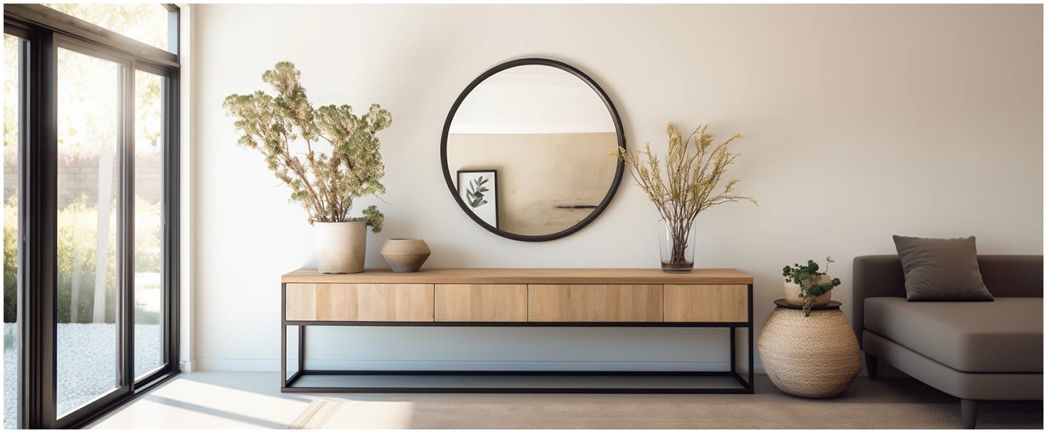 Afbeelding van HSXL - Spiegels - Luxe Ronde Spiegel Zwart - 60 cm Groot - Grote Wandspiegel 60cm Rond met Zwarte Rand -