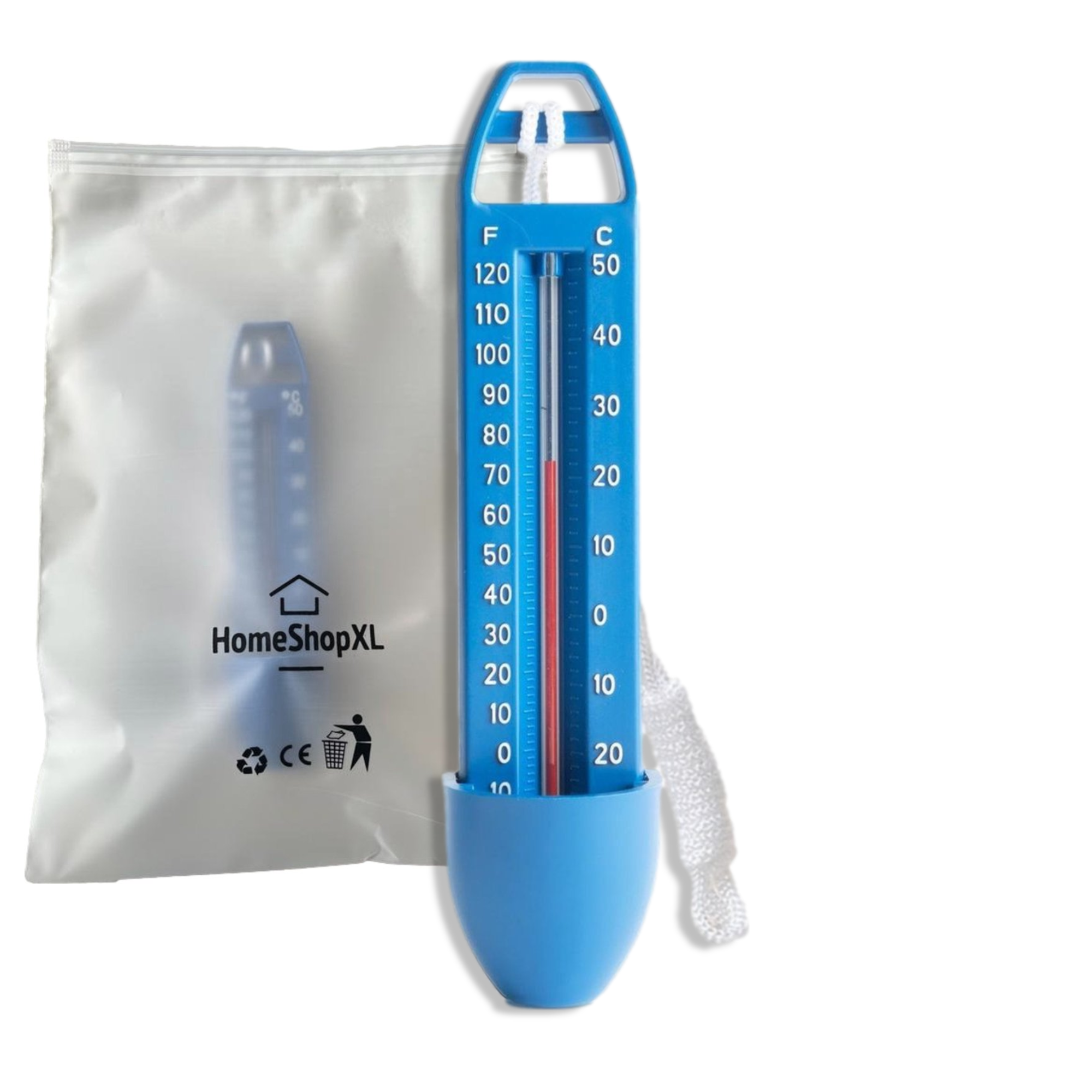 Afbeelding van Zwembad Thermometer - Blauw met Touw - Water Thermometer - voor o.a. Babybad, Bad, Zwembad, Bubbelbad - b27e