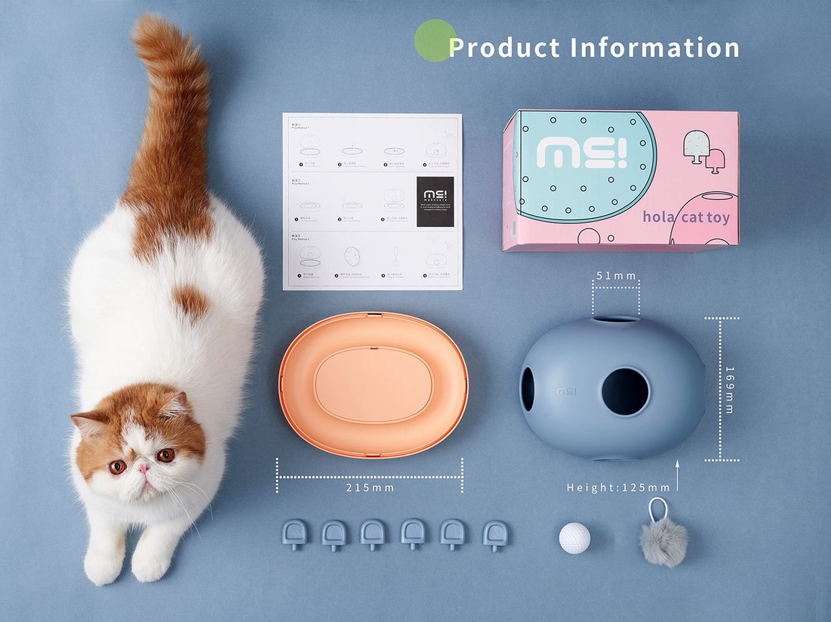 Afbeelding van 3-in-1 Interactief Kattenspeelgoed - Food Maze - Voederpuzzel - Blauw / Roze - b2da 24d0 48b4 9808