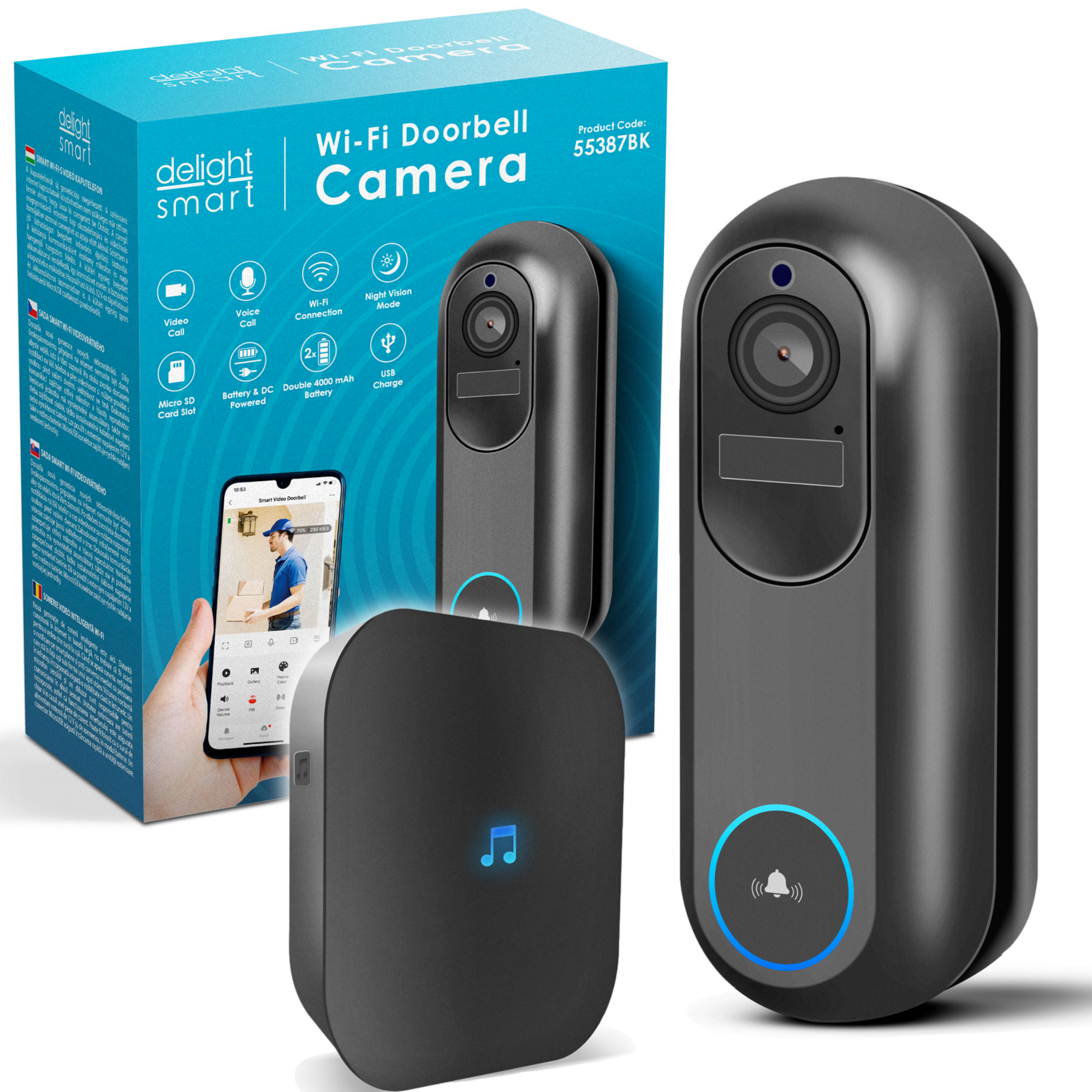 Afbeelding van Delight Video Deurbel met Camera En Wifi - Intercom – Full HD 1080p – 5 tot 8 maanden batterijduur! -
