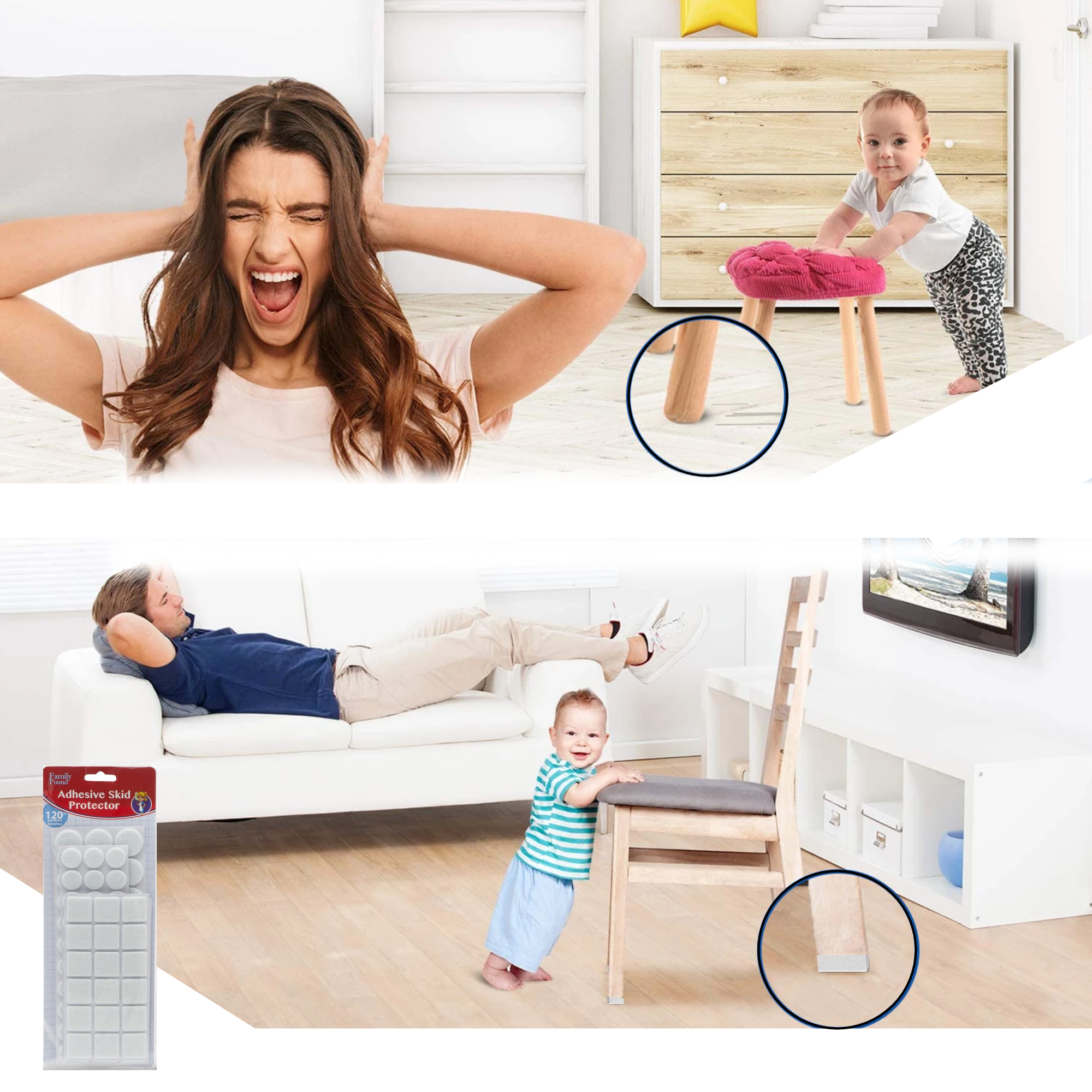 Afbeelding van 120x Premium Viltjes Stoelpoten - Wit - Zelfklevend Anti Kras Meubelvilt voor Meubels - 120 stuks - Rond en