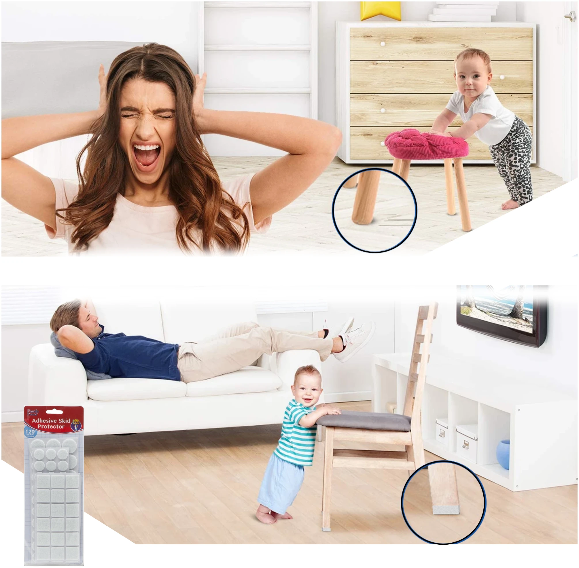 Afbeelding van 120x Premium Viltjes Stoelpoten - Wit - Zelfklevend Anti Kras Meubelvilt voor Meubels - 120 stuks - Rond en