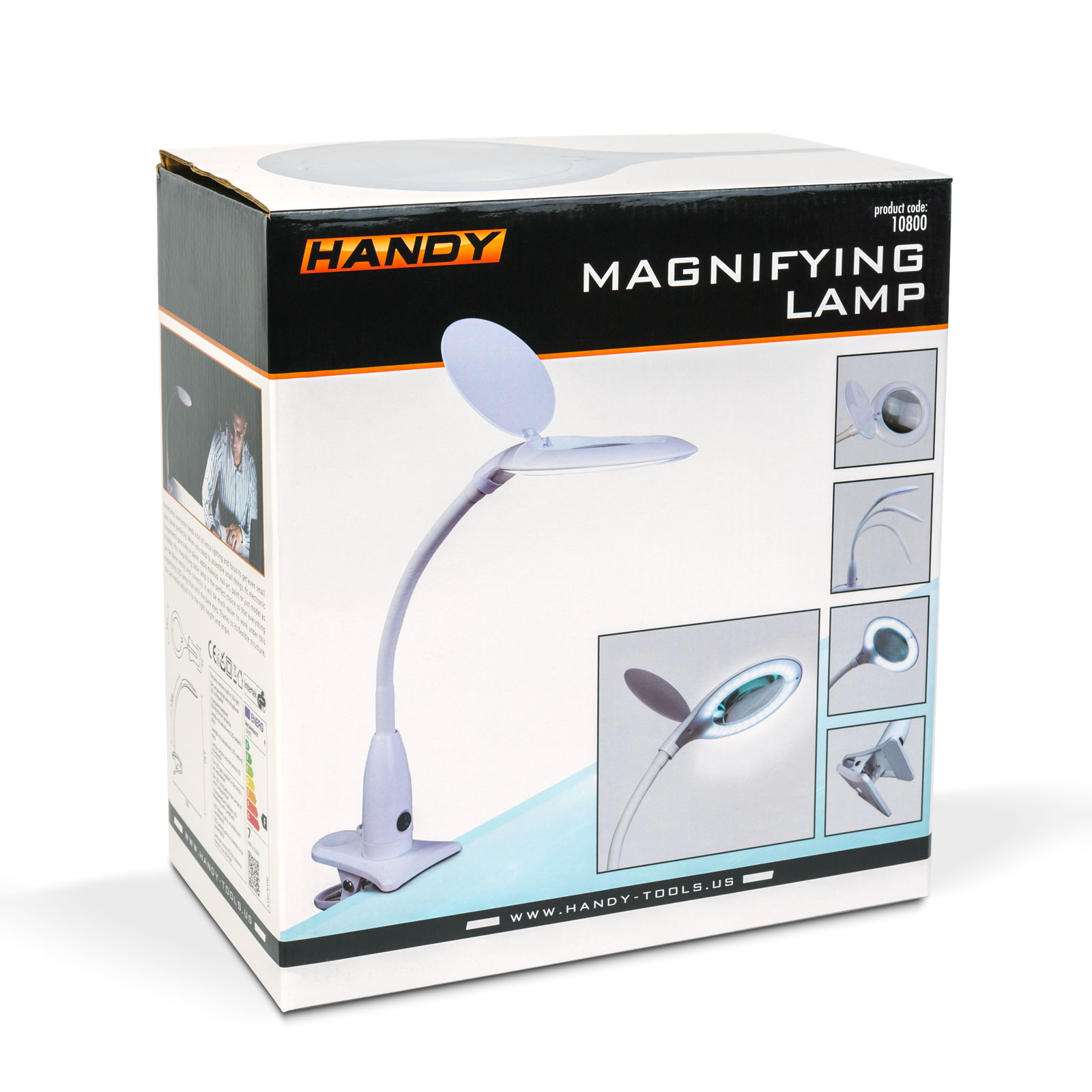 Afbeelding van Handy - Bureau Loeplamp met Tafelklem - Vergrootglas met verlichting - 12 Dioptrie (5x Zoom) Op Netstroom -