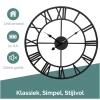 Afbeelding van HSXL - 60cm Grote Stille Wandklok Landelijk en Industrieel uit Zwart Metaal - Groot - 60 cm - Metalen