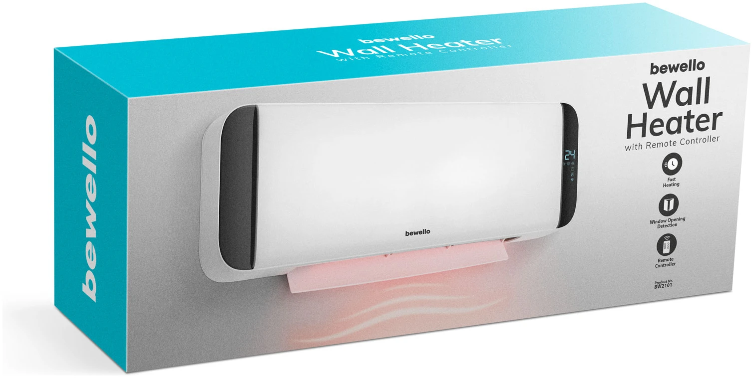Afbeelding van Elektrische Verwarming Kachel Wand Hangend met Thermostaat - Ventilator Functie - Wandbevestiging - tot 30m2