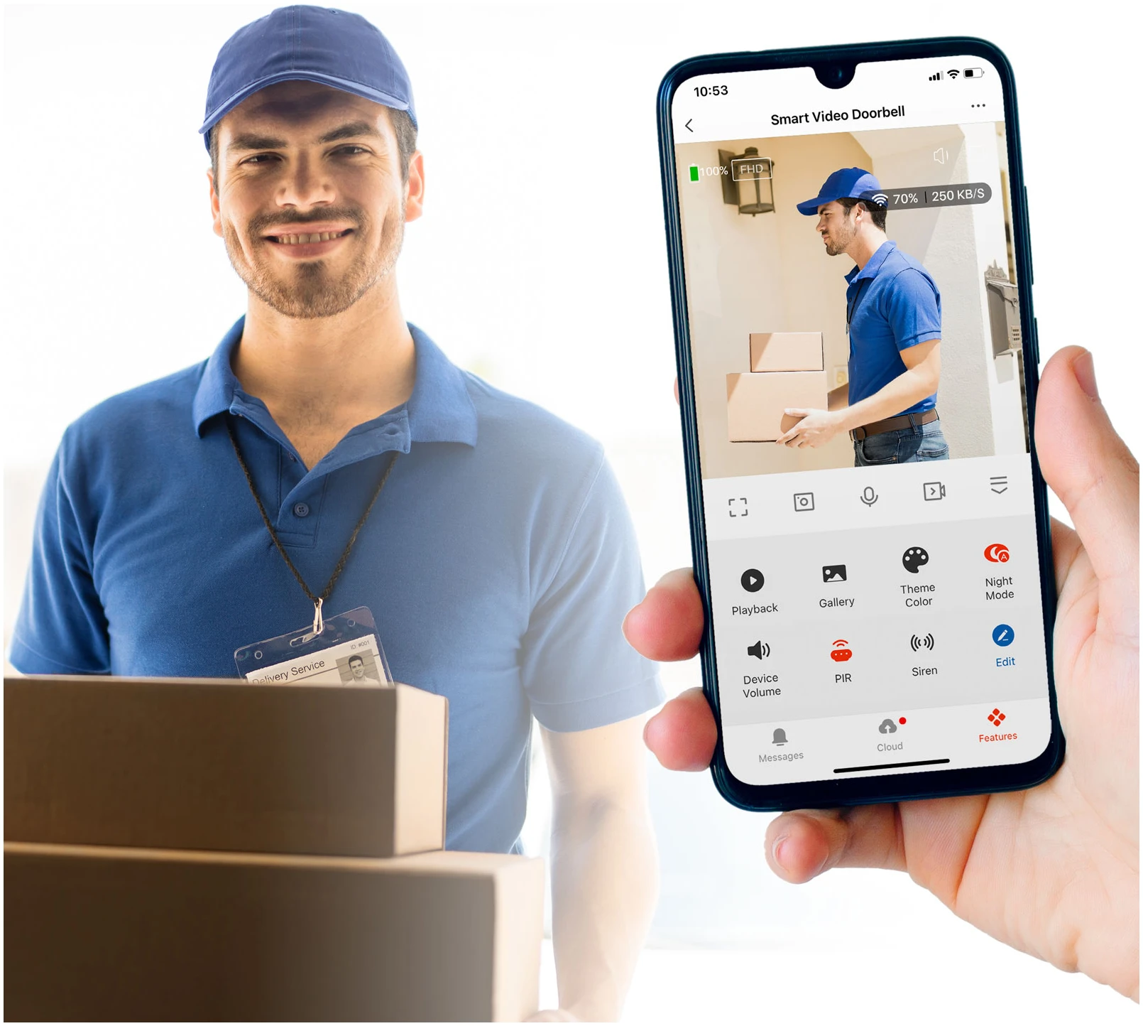 Afbeelding van Delight Video Deurbel met Camera En Wifi - Intercom – HD – Nachtzicht - Deurbellen met Camera - 55385WH
