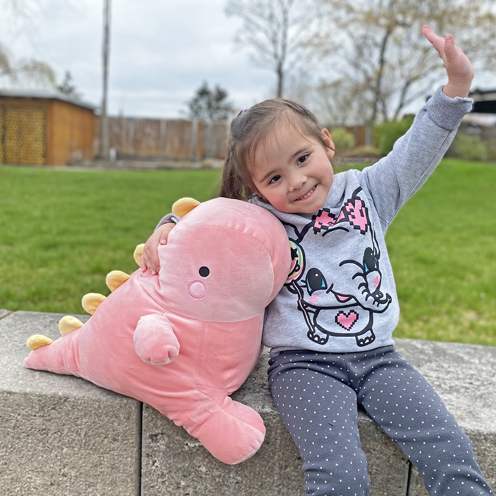 Afbeelding van Kussen Dinosaurus Knuffel - Dino Squish Plushie Kinderkussen - Kind Knuffelkussen Zachte Plush - 40cm - Roze