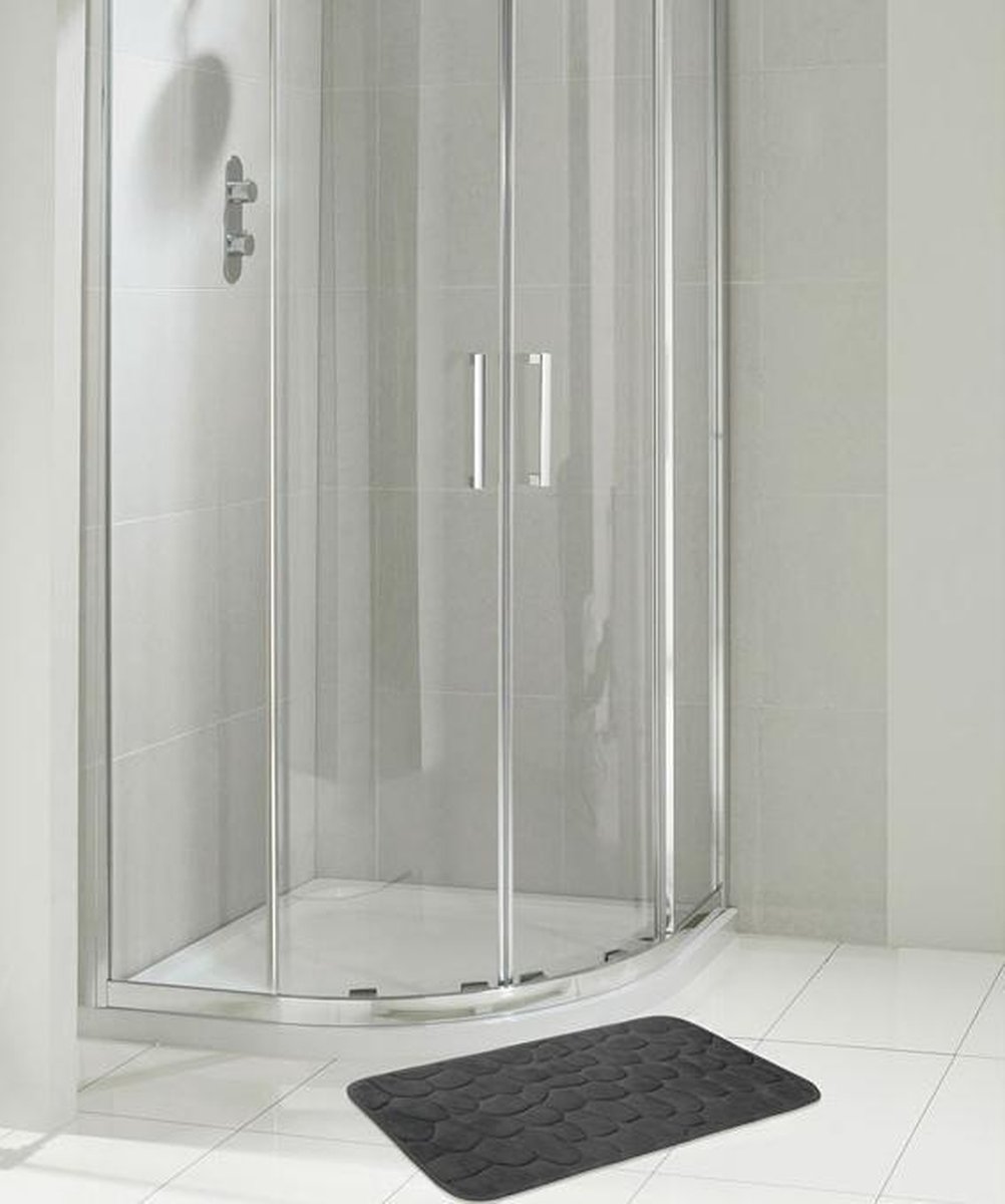 Afbeelding van Kleine Antislip Badmat voor in Badkamer/Toilet/WC - Grijs Antraciet - Steenpatroon - 40x60cm - b9d4 23da 44dd