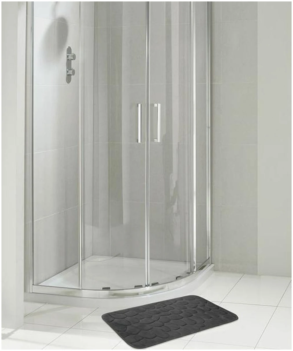 Afbeelding van Kleine Antislip Badmat voor in Badkamer/Toilet/WC - Grijs Antraciet - Steenpatroon - 40x60cm - b9d4 23da 44dd