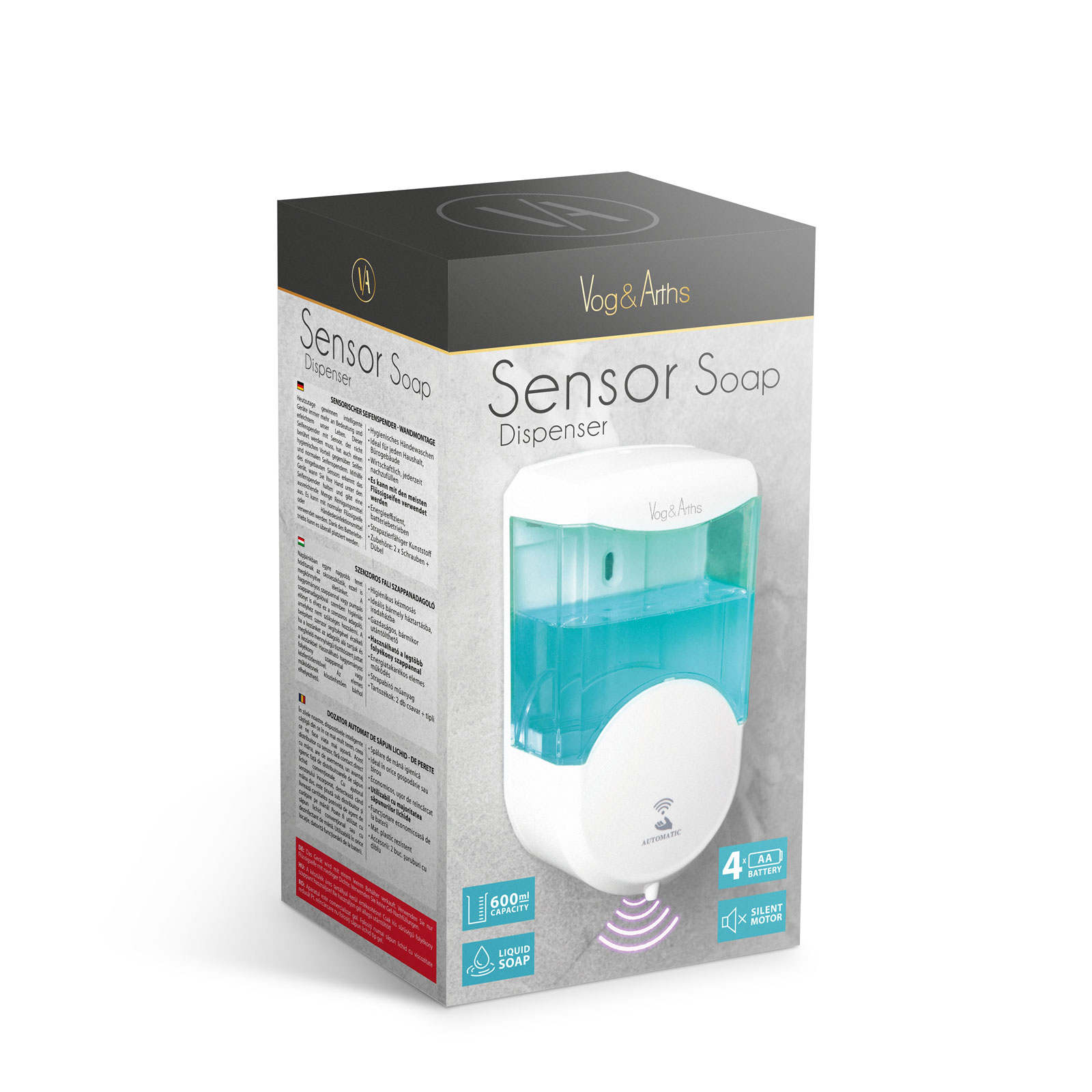 Afbeelding van Vog&Arths - Automatische Zeepdispenser met Sensor - Zeeppompje - Wit - Automatische Zeep pomp - 600ML -