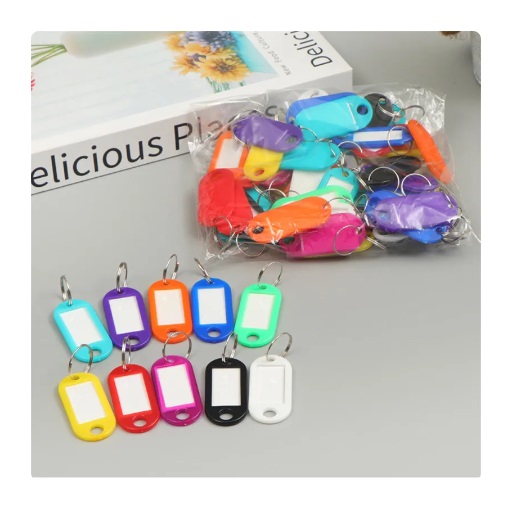 Afbeelding van 100x Sleutellabels - 100 stuks - Met sleutelringen en naamkaartje - Sleutelhanger met Etiket - Geschikt voor