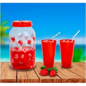 Afbeelding van Limonadedispenser met Kraantje en 4 bekers - Drankdispenser 3,8 Liter - Kunststof - Waterdispenser -