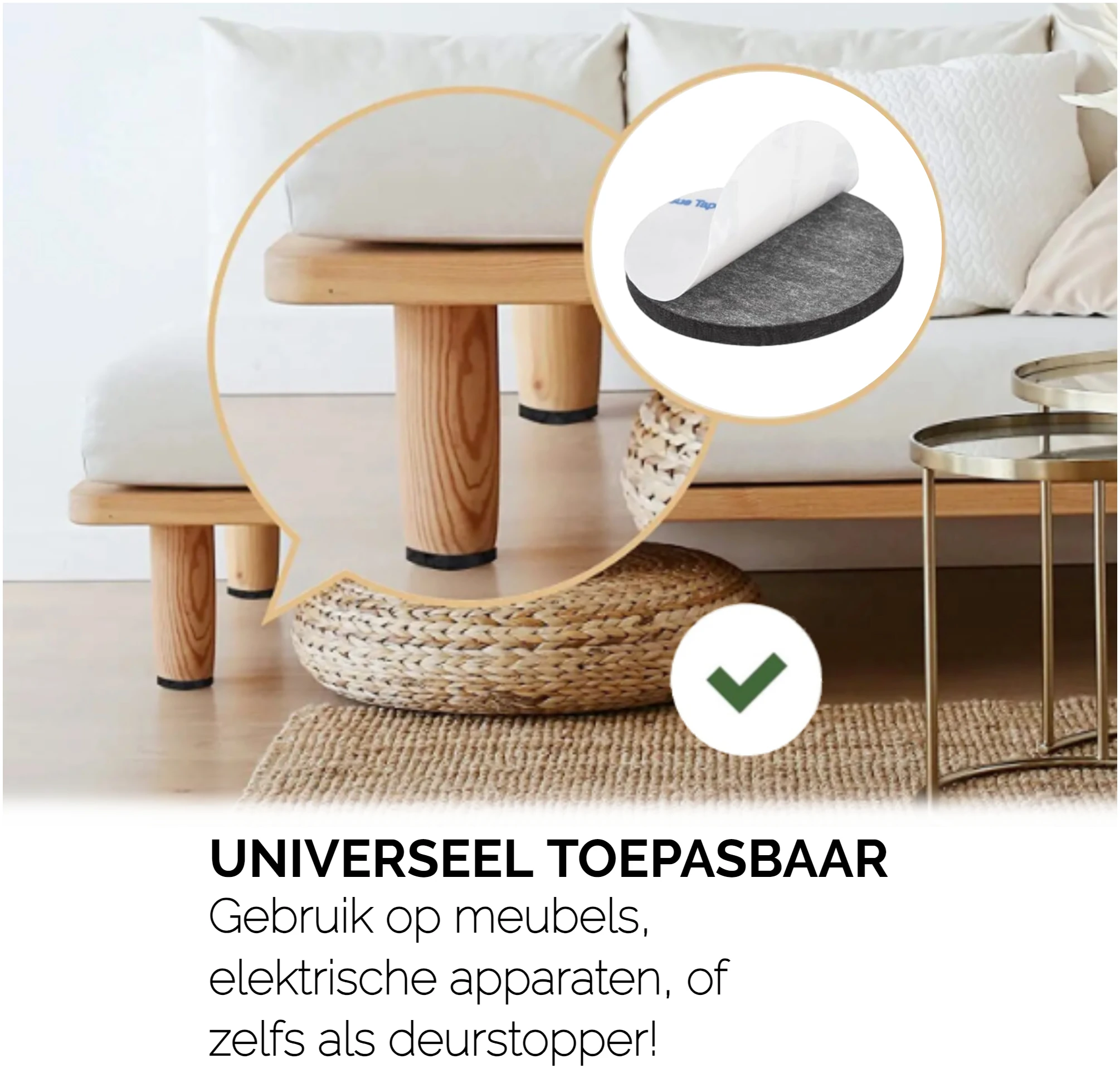 Afbeelding van 120x Premium Viltjes Stoelpoten - Wit - Zelfklevend Anti Kras Meubelvilt voor Meubels - 120 stuks - Rond en