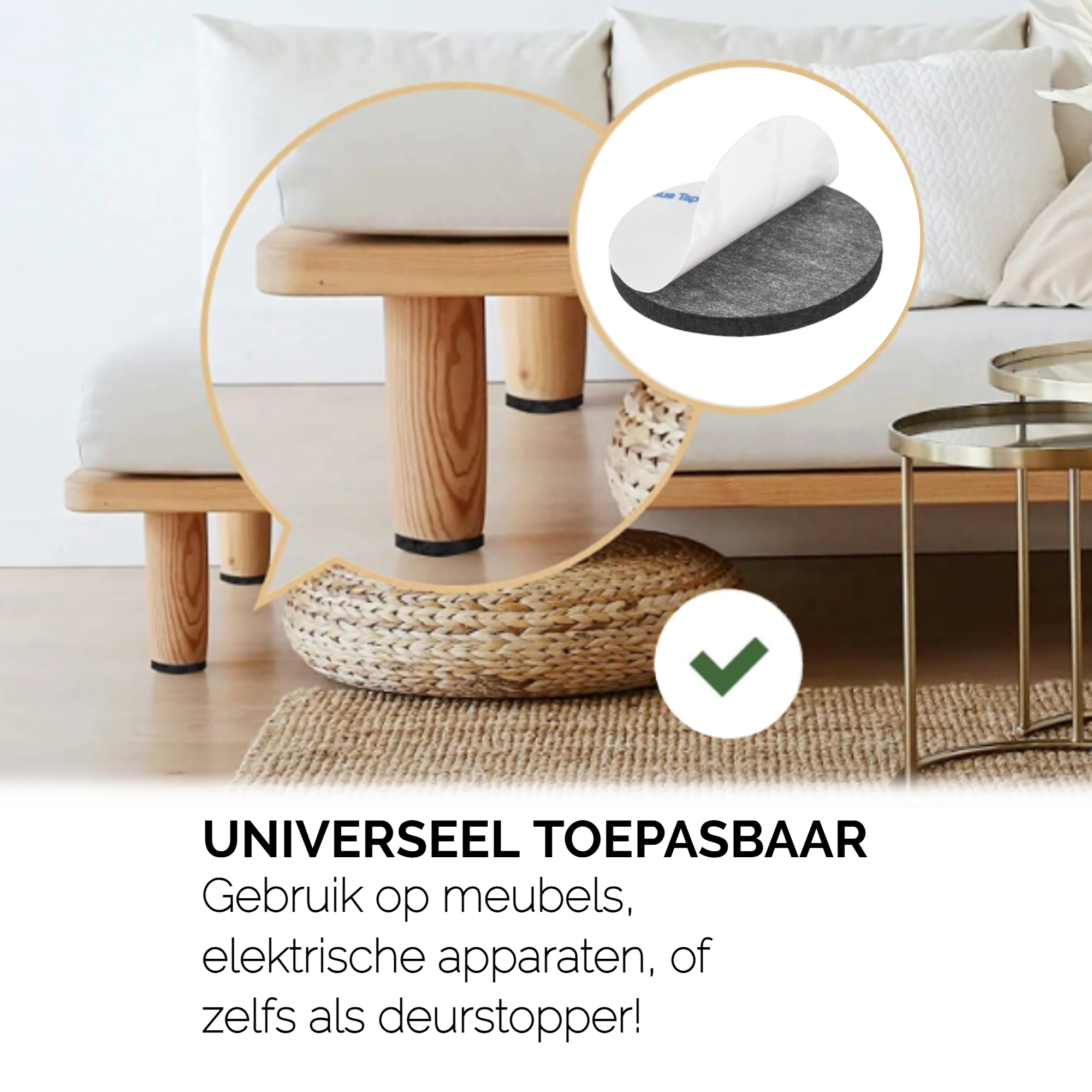 Afbeelding van 240x Premium Viltjes Stoelpoten - Zwart & Wit - Zelfklevend Anti Kras Meubelvilt voor Meubels - 240 stuks