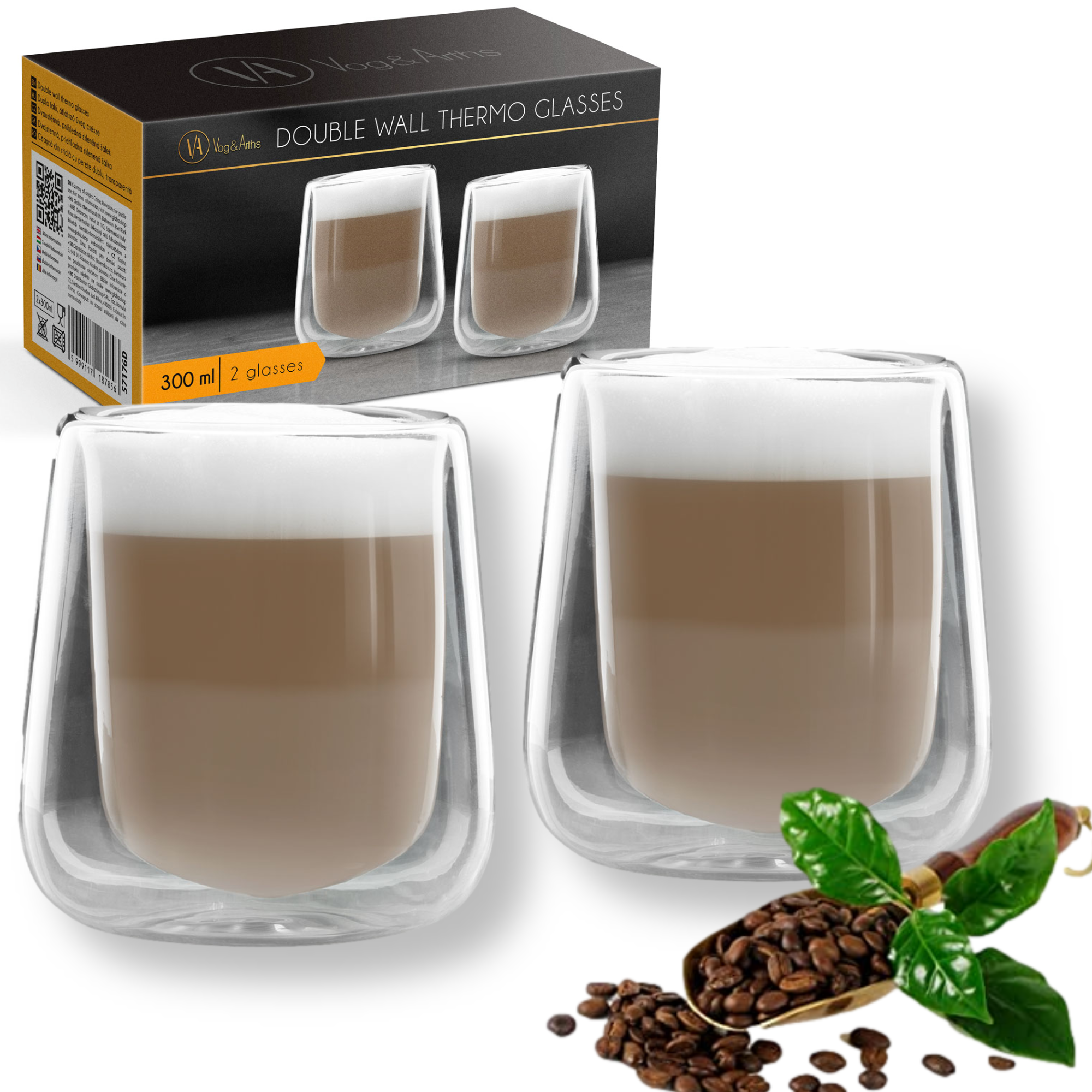 Afbeelding van Vog&Arths - Dubbelwandige Glazen - Theeglazen - 300 ml - 2 stuks - Latte Macchiato / Cappucino Glazen -