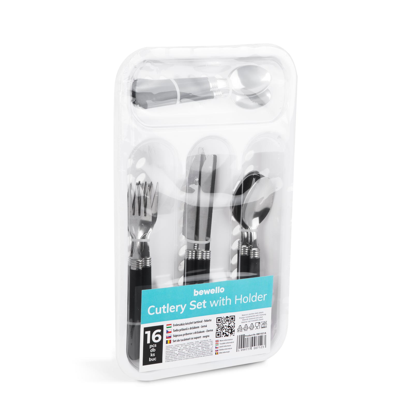 Afbeelding van Bestekset - 4 Persoons Bestek - (16-delig) - Besteksets - Incl. Bestekbak voor in Lade - RVS - Zwart -