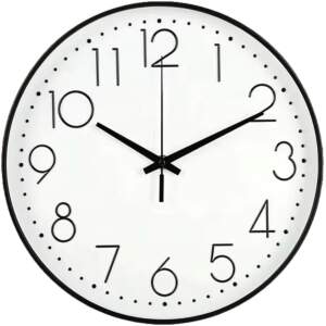 Afbeelding van HSXL - Kleine 30cm Design Wandklok met Stil Quartz Uurwerk - Zwart / Wit - HSM001 - Analoog - Klok Modern -