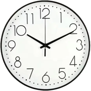 Afbeelding van HSXL - Kleine 30cm Design Wandklok met Stil Quartz Uurwerk - Zwart / Wit - HSM001 - Analoog - Klok Modern -