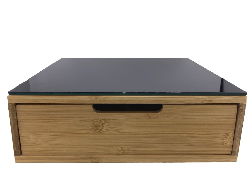 Afbeelding van Luxe Capsulehouder | Bamboe & Zwart Glas | Multifunctionele Cuphouder voor Dolce Gusto, Lavazza,